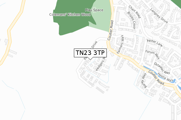 TN23 3TP map - large scale - OS Open Zoomstack (Ordnance Survey)