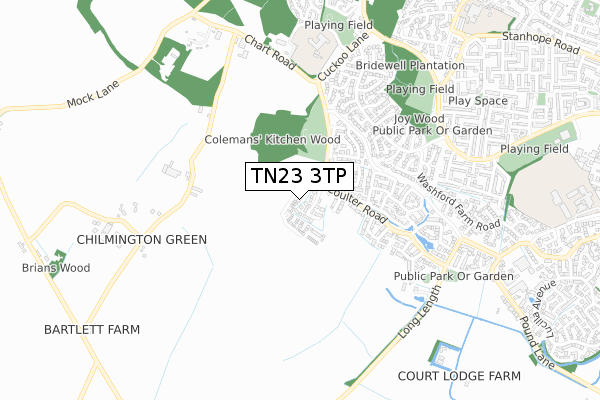 TN23 3TP map - small scale - OS Open Zoomstack (Ordnance Survey)