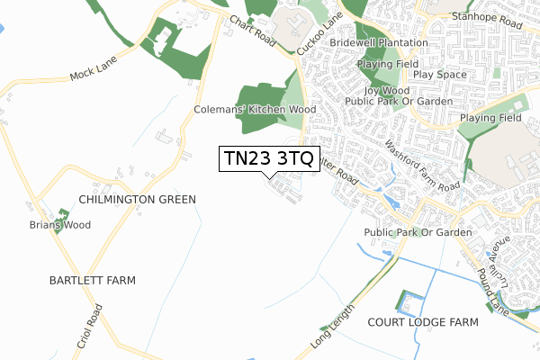 TN23 3TQ map - small scale - OS Open Zoomstack (Ordnance Survey)