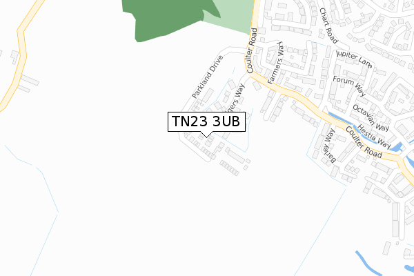 TN23 3UB map - large scale - OS Open Zoomstack (Ordnance Survey)