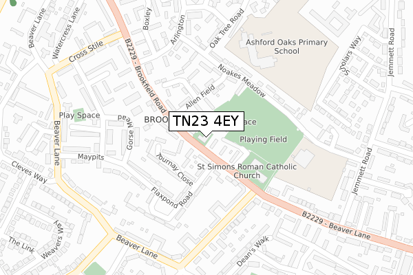 TN23 4EY map - large scale - OS Open Zoomstack (Ordnance Survey)