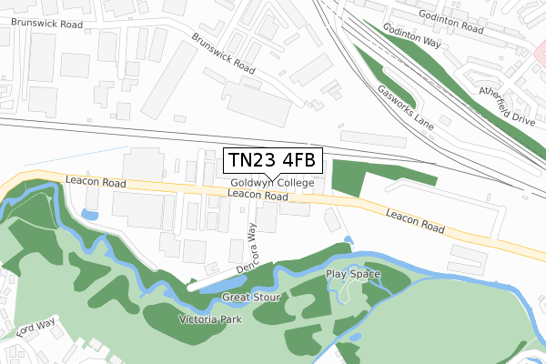 TN23 4FB map - large scale - OS Open Zoomstack (Ordnance Survey)