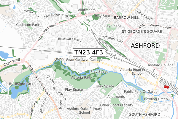 TN23 4FB map - small scale - OS Open Zoomstack (Ordnance Survey)