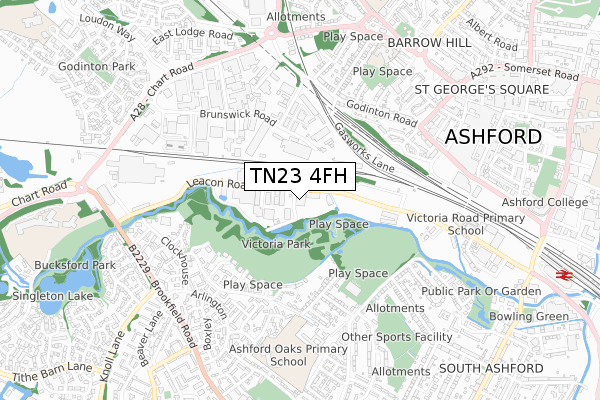 TN23 4FH map - small scale - OS Open Zoomstack (Ordnance Survey)