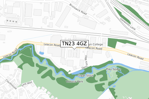 TN23 4GZ map - large scale - OS Open Zoomstack (Ordnance Survey)