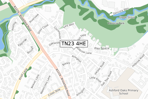 TN23 4HE map - large scale - OS Open Zoomstack (Ordnance Survey)