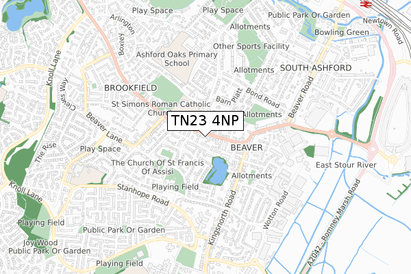 TN23 4NP map - small scale - OS Open Zoomstack (Ordnance Survey)