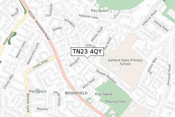 TN23 4QY map - large scale - OS Open Zoomstack (Ordnance Survey)