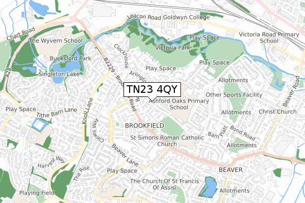 TN23 4QY map - small scale - OS Open Zoomstack (Ordnance Survey)