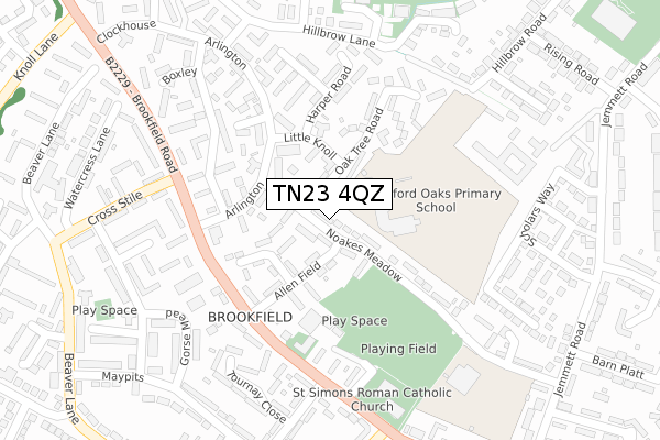 TN23 4QZ map - large scale - OS Open Zoomstack (Ordnance Survey)