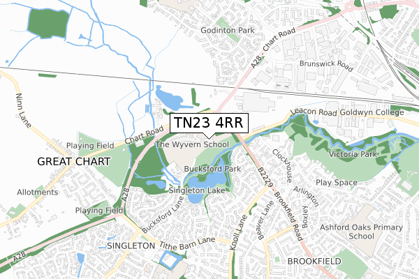 TN23 4RR map - small scale - OS Open Zoomstack (Ordnance Survey)