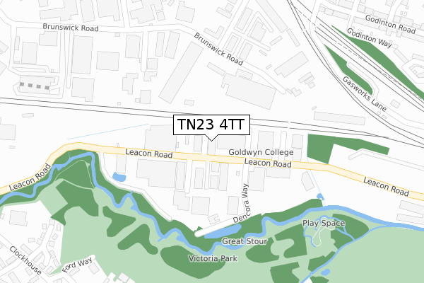 TN23 4TT map - large scale - OS Open Zoomstack (Ordnance Survey)