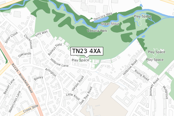 TN23 4XA map - large scale - OS Open Zoomstack (Ordnance Survey)