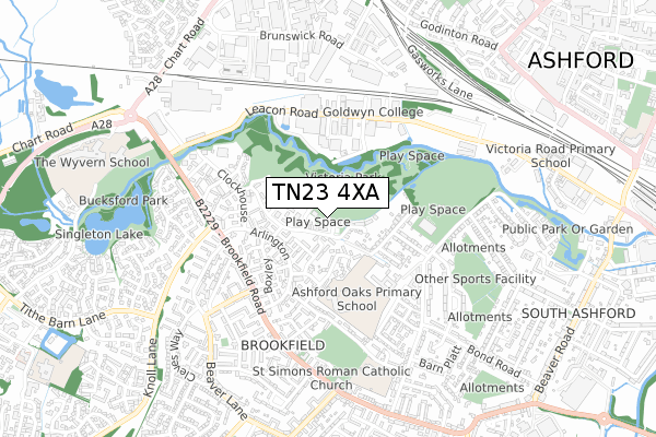 TN23 4XA map - small scale - OS Open Zoomstack (Ordnance Survey)