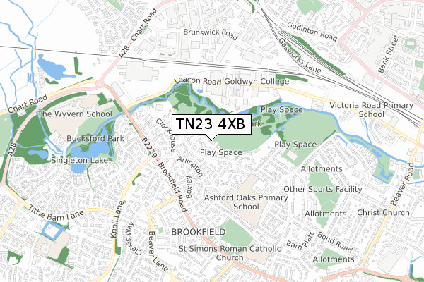 TN23 4XB map - small scale - OS Open Zoomstack (Ordnance Survey)