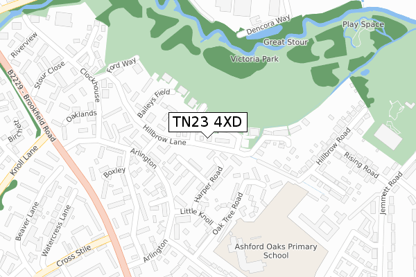 TN23 4XD map - large scale - OS Open Zoomstack (Ordnance Survey)