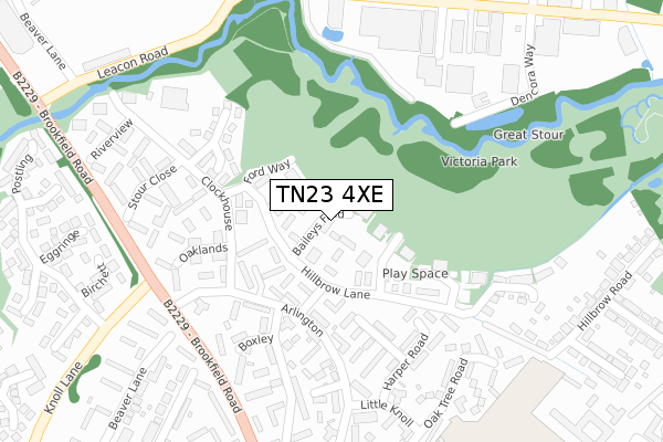 TN23 4XE map - large scale - OS Open Zoomstack (Ordnance Survey)