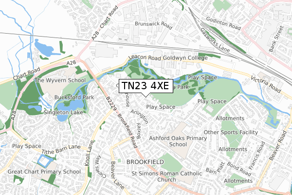 TN23 4XE map - small scale - OS Open Zoomstack (Ordnance Survey)