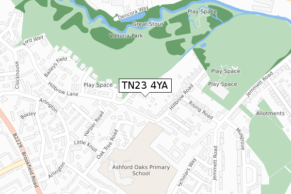 TN23 4YA map - large scale - OS Open Zoomstack (Ordnance Survey)