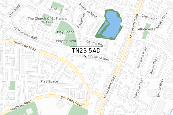 TN23 5AD map - large scale - OS Open Zoomstack (Ordnance Survey)