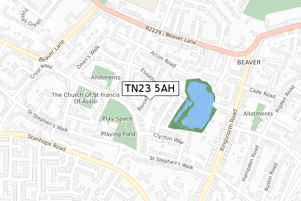 TN23 5AH map - large scale - OS Open Zoomstack (Ordnance Survey)