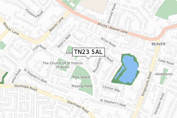 TN23 5AL map - large scale - OS Open Zoomstack (Ordnance Survey)