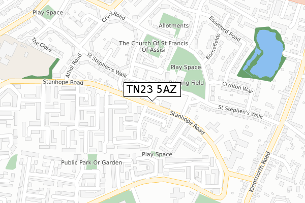 TN23 5AZ map - large scale - OS Open Zoomstack (Ordnance Survey)