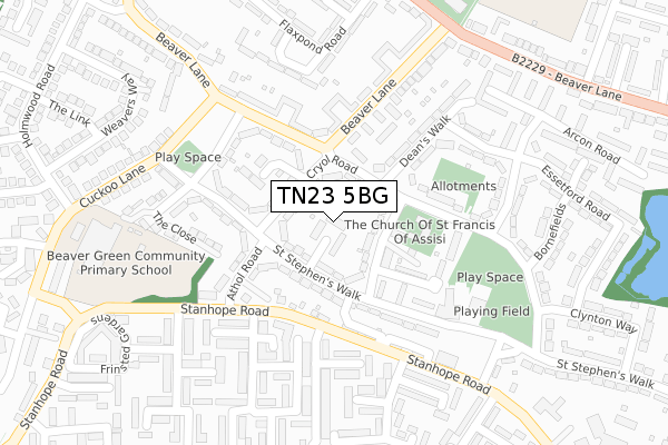 TN23 5BG map - large scale - OS Open Zoomstack (Ordnance Survey)