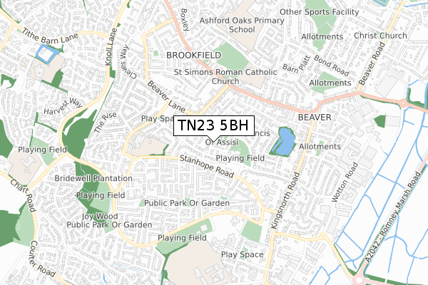 TN23 5BH map - small scale - OS Open Zoomstack (Ordnance Survey)