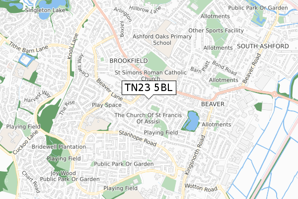 TN23 5BL map - small scale - OS Open Zoomstack (Ordnance Survey)