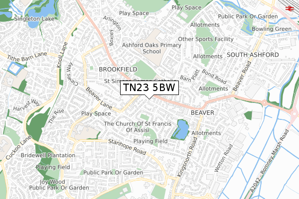 TN23 5BW map - small scale - OS Open Zoomstack (Ordnance Survey)