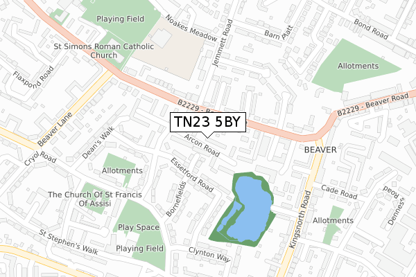 TN23 5BY map - large scale - OS Open Zoomstack (Ordnance Survey)