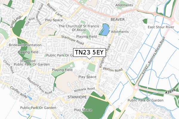 TN23 5EY map - small scale - OS Open Zoomstack (Ordnance Survey)