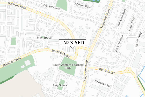 TN23 5FD map - large scale - OS Open Zoomstack (Ordnance Survey)