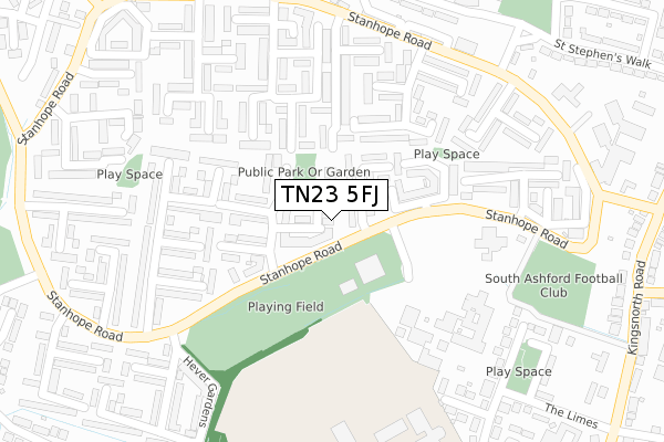 TN23 5FJ map - large scale - OS Open Zoomstack (Ordnance Survey)