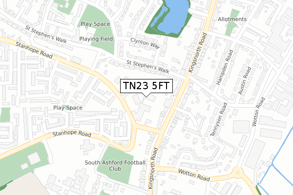 TN23 5FT map - large scale - OS Open Zoomstack (Ordnance Survey)