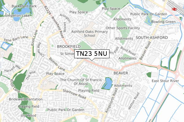 TN23 5NU map - small scale - OS Open Zoomstack (Ordnance Survey)