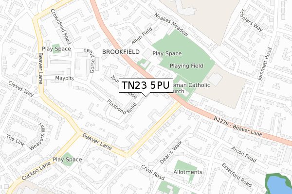 TN23 5PU map - large scale - OS Open Zoomstack (Ordnance Survey)