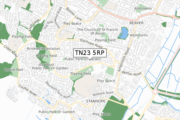 TN23 5RP map - small scale - OS Open Zoomstack (Ordnance Survey)