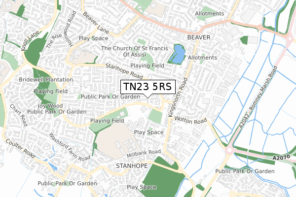 TN23 5RS map - small scale - OS Open Zoomstack (Ordnance Survey)