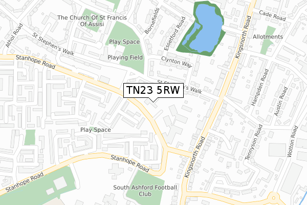 TN23 5RW map - large scale - OS Open Zoomstack (Ordnance Survey)