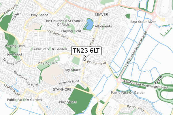 TN23 6LT map - small scale - OS Open Zoomstack (Ordnance Survey)