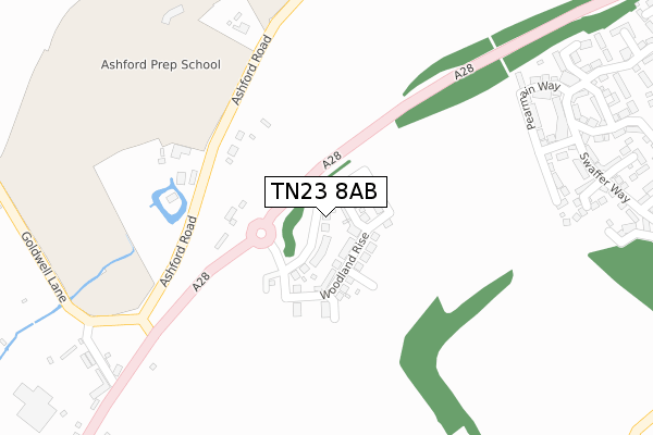 TN23 8AB map - large scale - OS Open Zoomstack (Ordnance Survey)