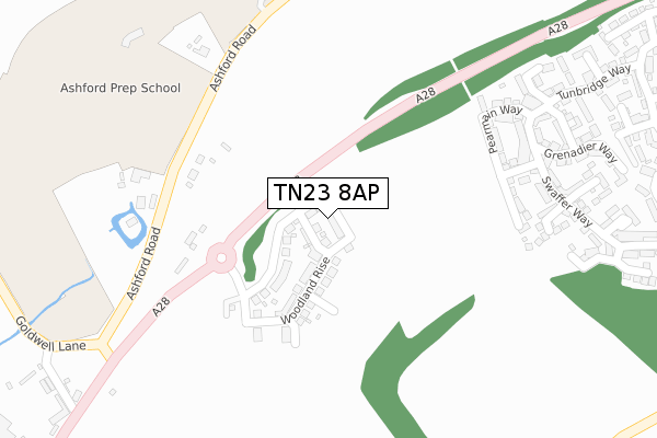 TN23 8AP map - large scale - OS Open Zoomstack (Ordnance Survey)