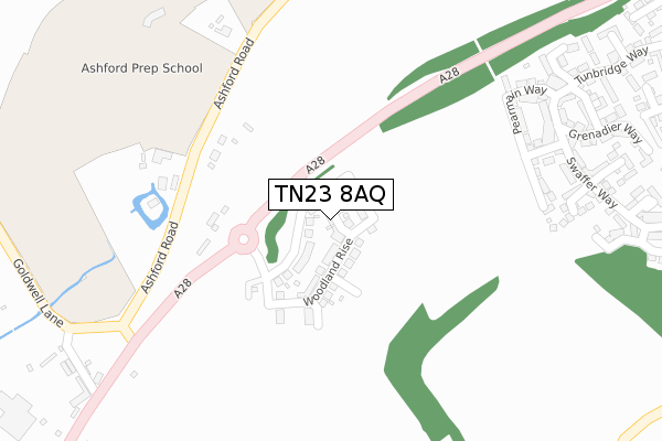 TN23 8AQ map - large scale - OS Open Zoomstack (Ordnance Survey)