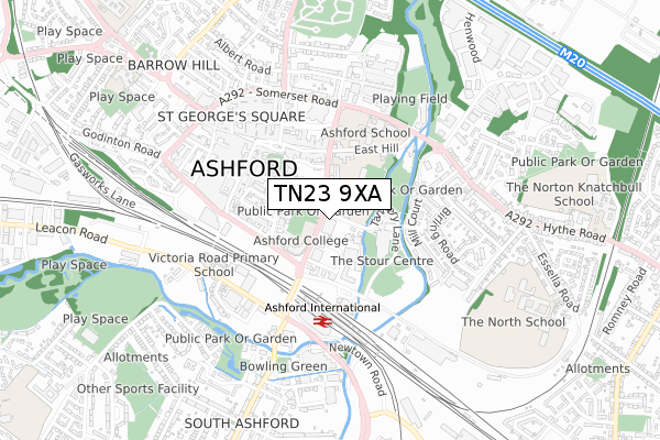 TN23 9XA map - small scale - OS Open Zoomstack (Ordnance Survey)