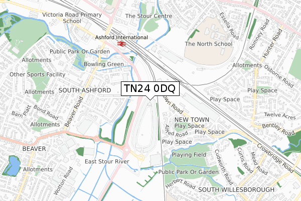 TN24 0DQ map - small scale - OS Open Zoomstack (Ordnance Survey)