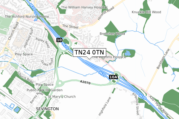 TN24 0TN map - small scale - OS Open Zoomstack (Ordnance Survey)