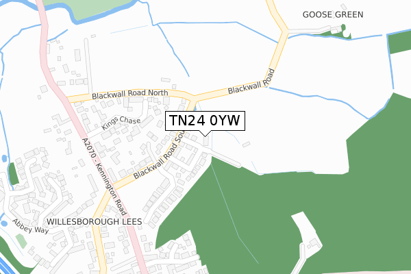 TN24 0YW map - large scale - OS Open Zoomstack (Ordnance Survey)