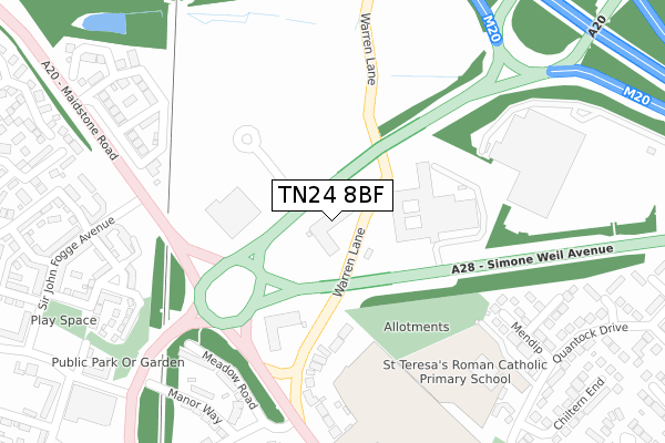 TN24 8BF map - large scale - OS Open Zoomstack (Ordnance Survey)